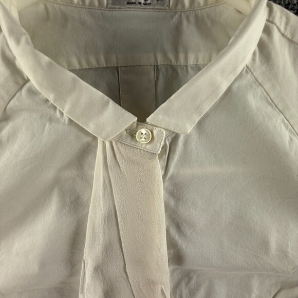Brunello Cucinelli Women White Long Sleeve Button Up Shirt Large Cotton Blend - Picture 10 of 16